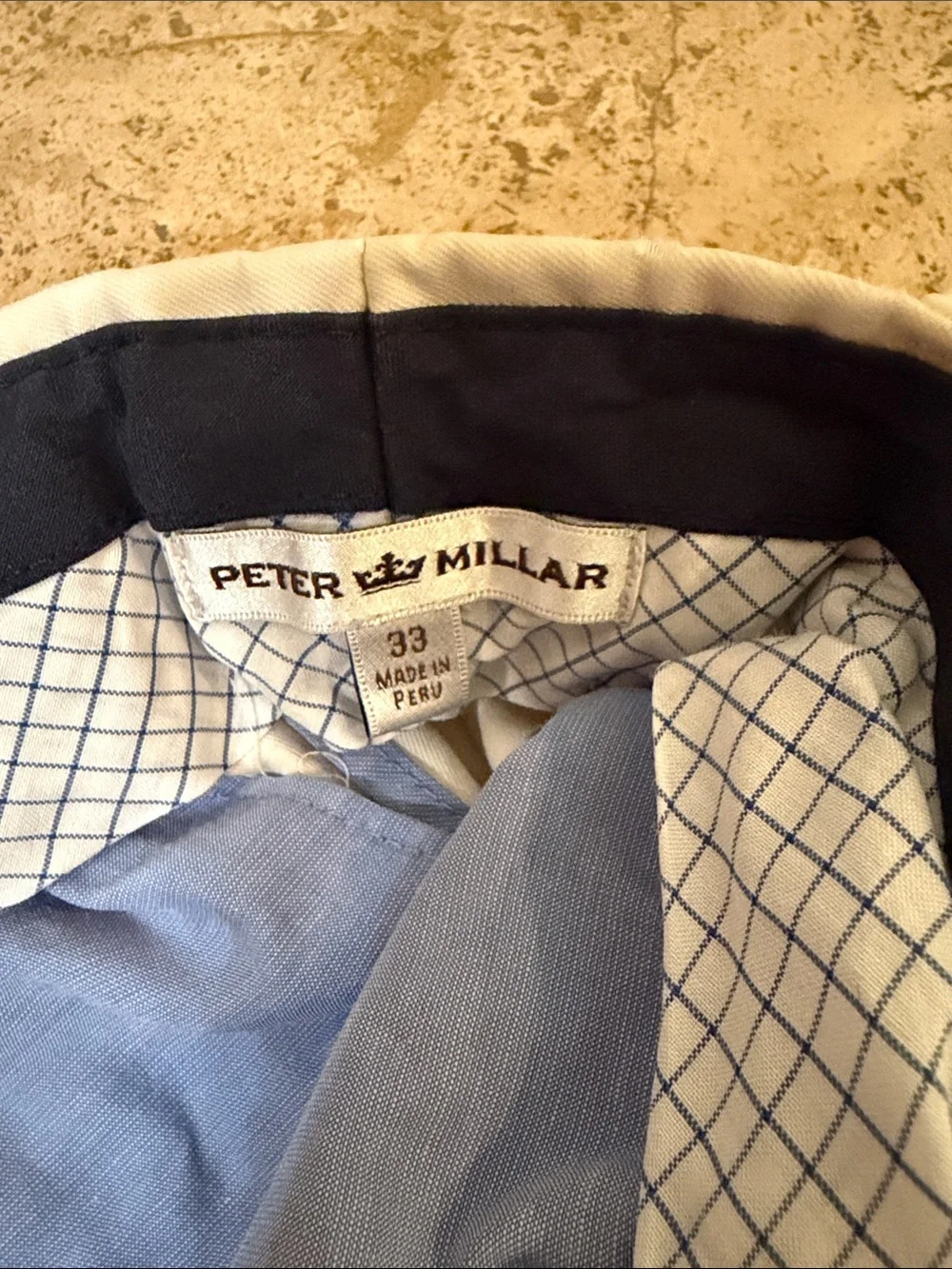 Peter Millar Cream Flat-Front Cotton Chino Shorts